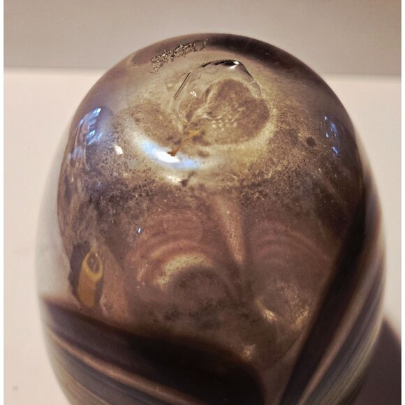 Cal Breed amethyst Feathered Art Glass Vase With Elegant Iridescent Detailing si - Picture 5 of 8